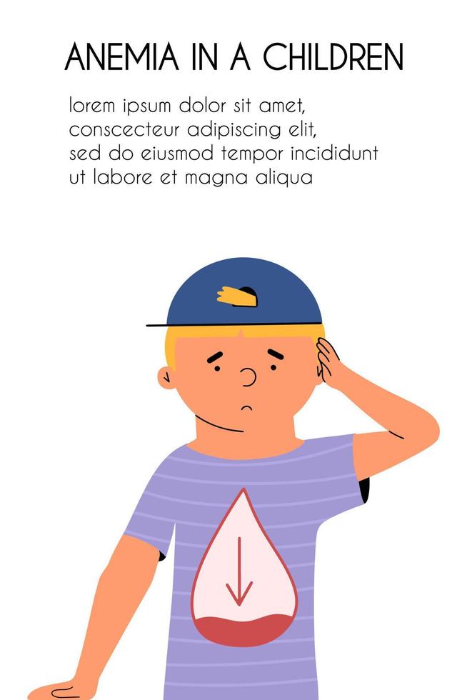 l'enfant souffre d'hypoglycémie. un adolescent présentant des symptômes d'hypoglycémie. illustration vectorielle dans un style plat vecteur