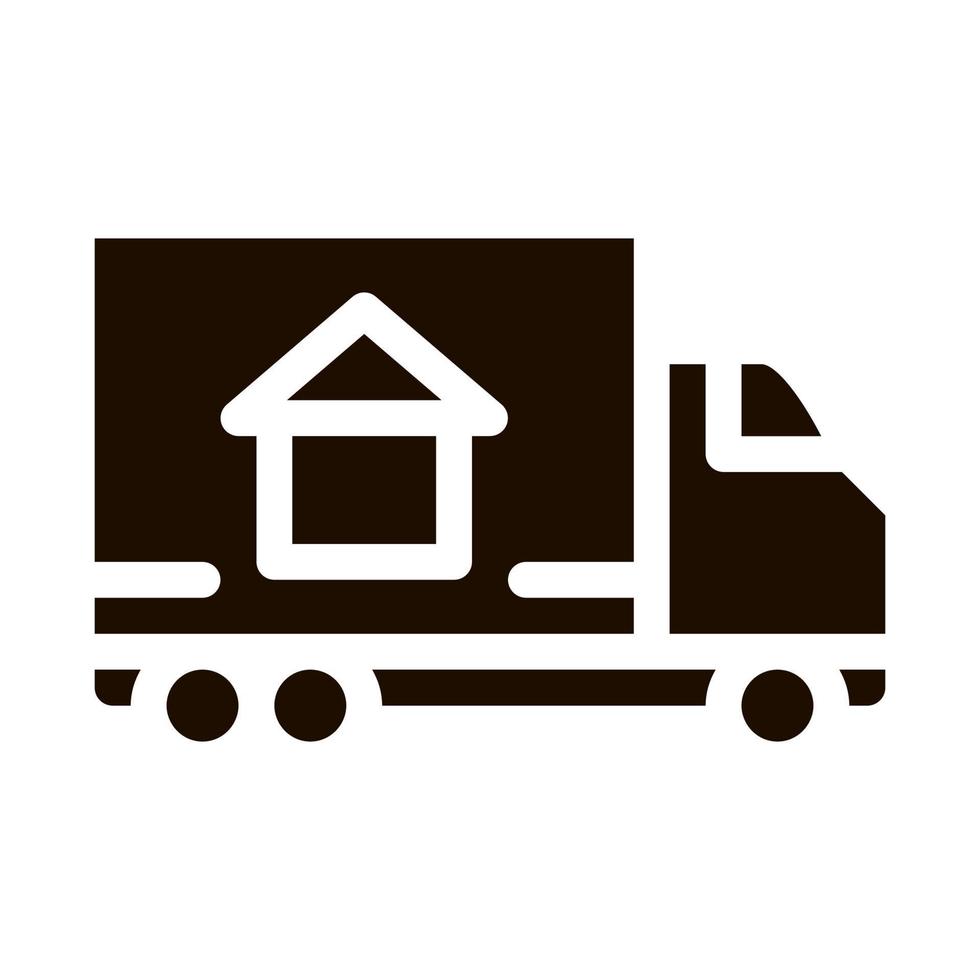 livraison de camion de fret à l'icône de signe de vecteur de maison