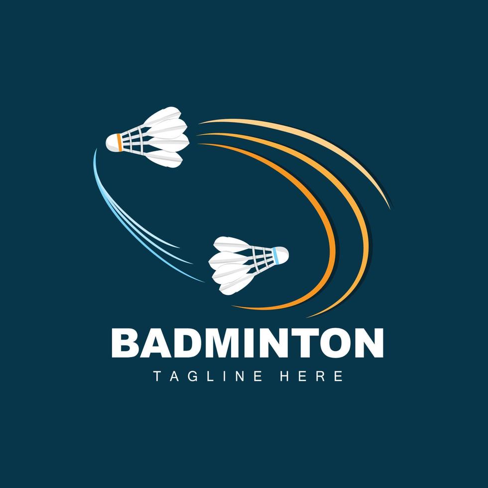 logo de badminton, vecteur de jeu de sport avec raquette de volant, conception de branche de sport, icône de modèle