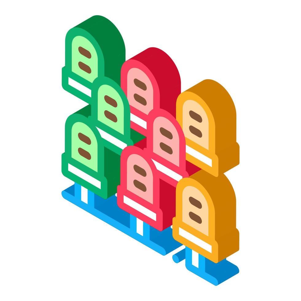 spectateur, sièges, isométrique, icône, vecteur, illustration vecteur