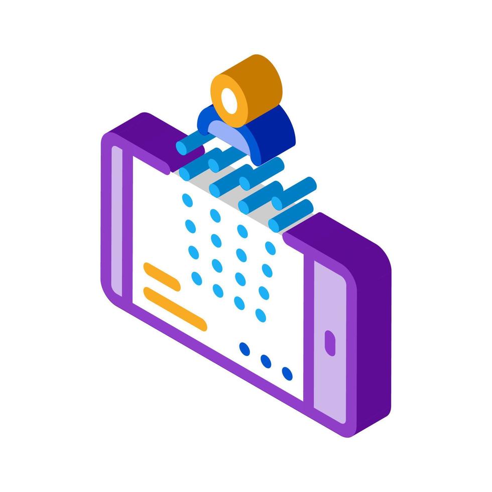 concevoir une personne sur l'illustration vectorielle d'icône isométrique de téléphone vecteur