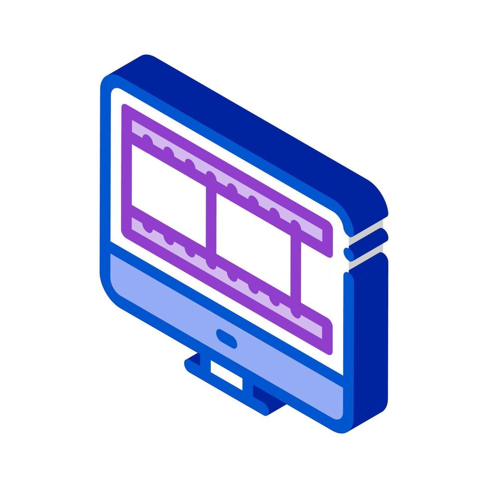 bande vidéo temporaire dans l'illustration vectorielle de l'icône isométrique de l'ordinateur vecteur