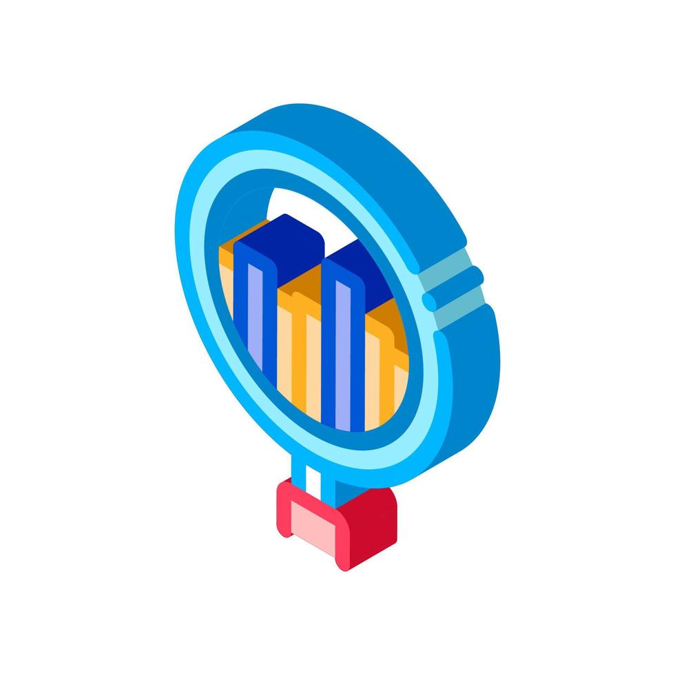 graphique dans l'icône isométrique de l'élément agile en verre loupe vecteur