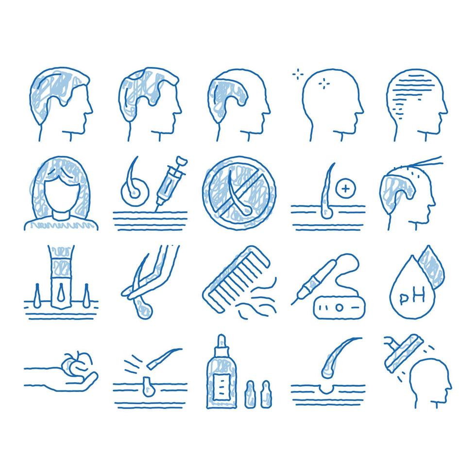 icône de greffe de cheveux illustration dessinée à la main vecteur