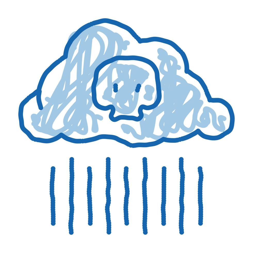 pluie acide terre problème doodle icône illustration dessinée à la main vecteur