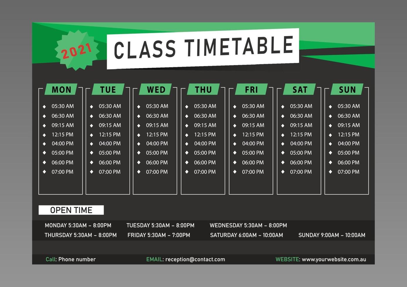 modèle de conception de calendrier de classe vecteur