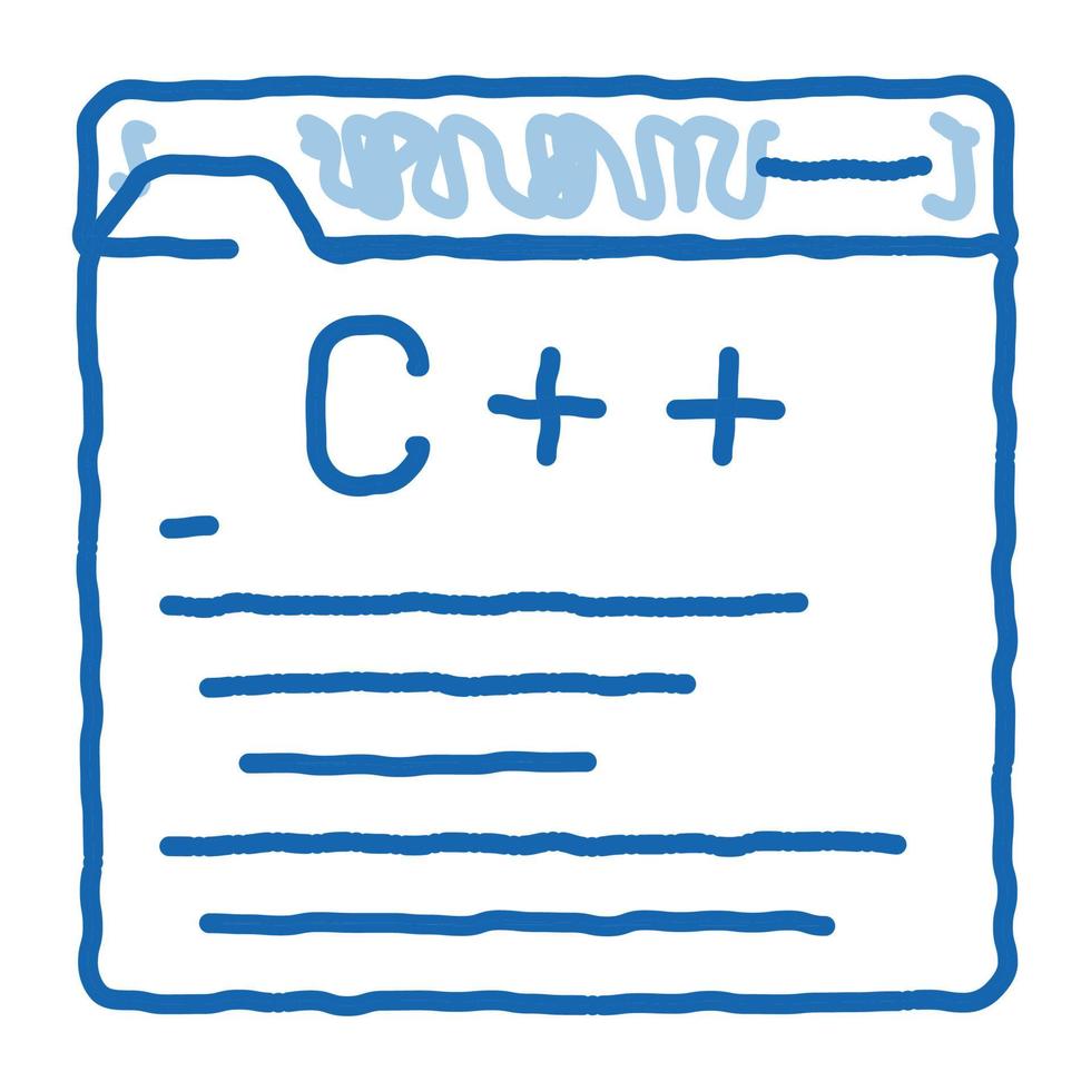 langage de développement de codage doodle icône illustration dessinée à la main vecteur