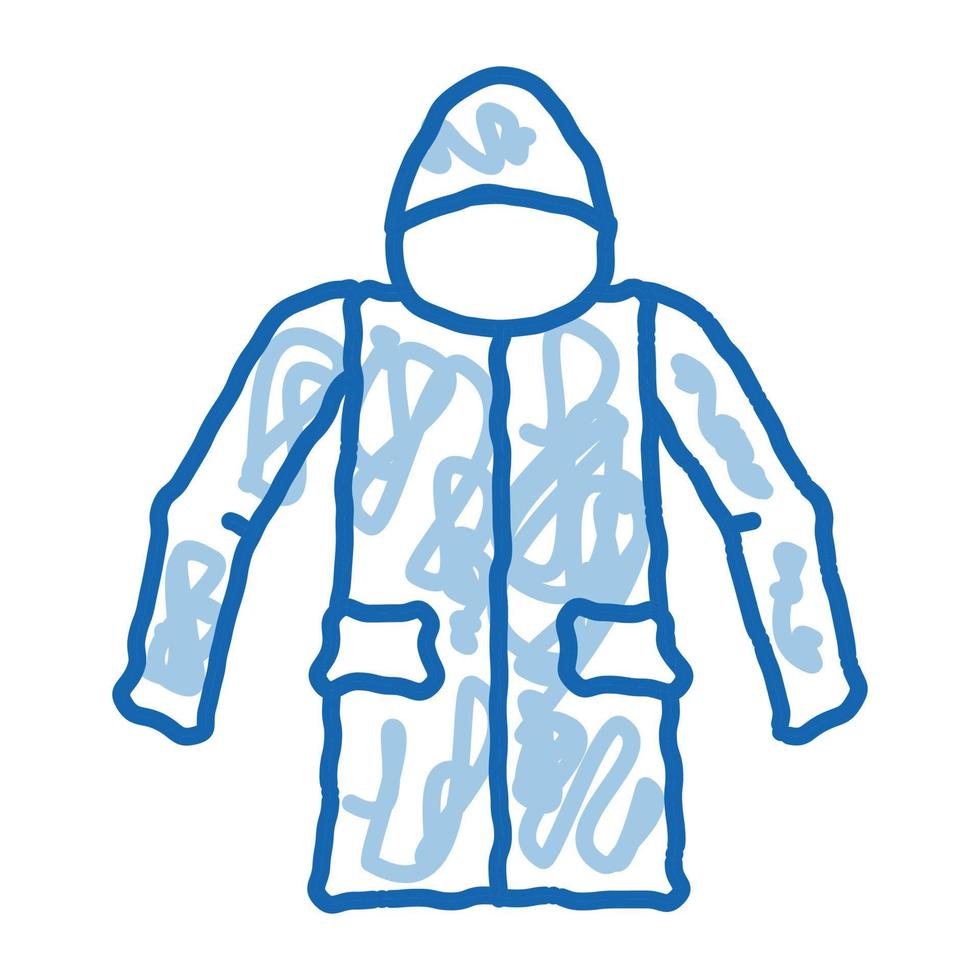 veste en matériau imperméable anorak doodle icône illustration dessinée à la main vecteur