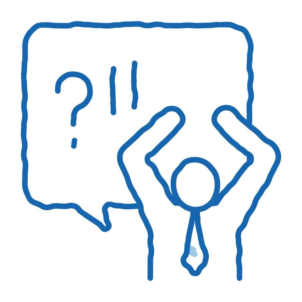 icône de doodle humain indigné illustration dessinée à la main vecteur