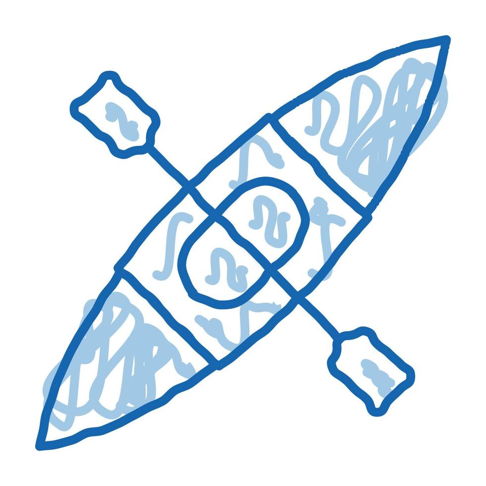 kayak doodle icône illustration dessinée à la main vecteur