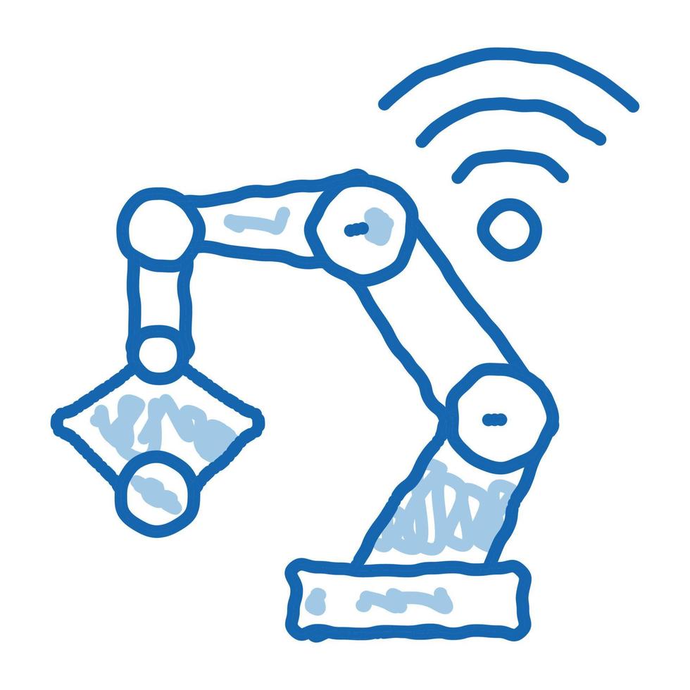 robot intelligent doodle icône illustration dessinée à la main vecteur