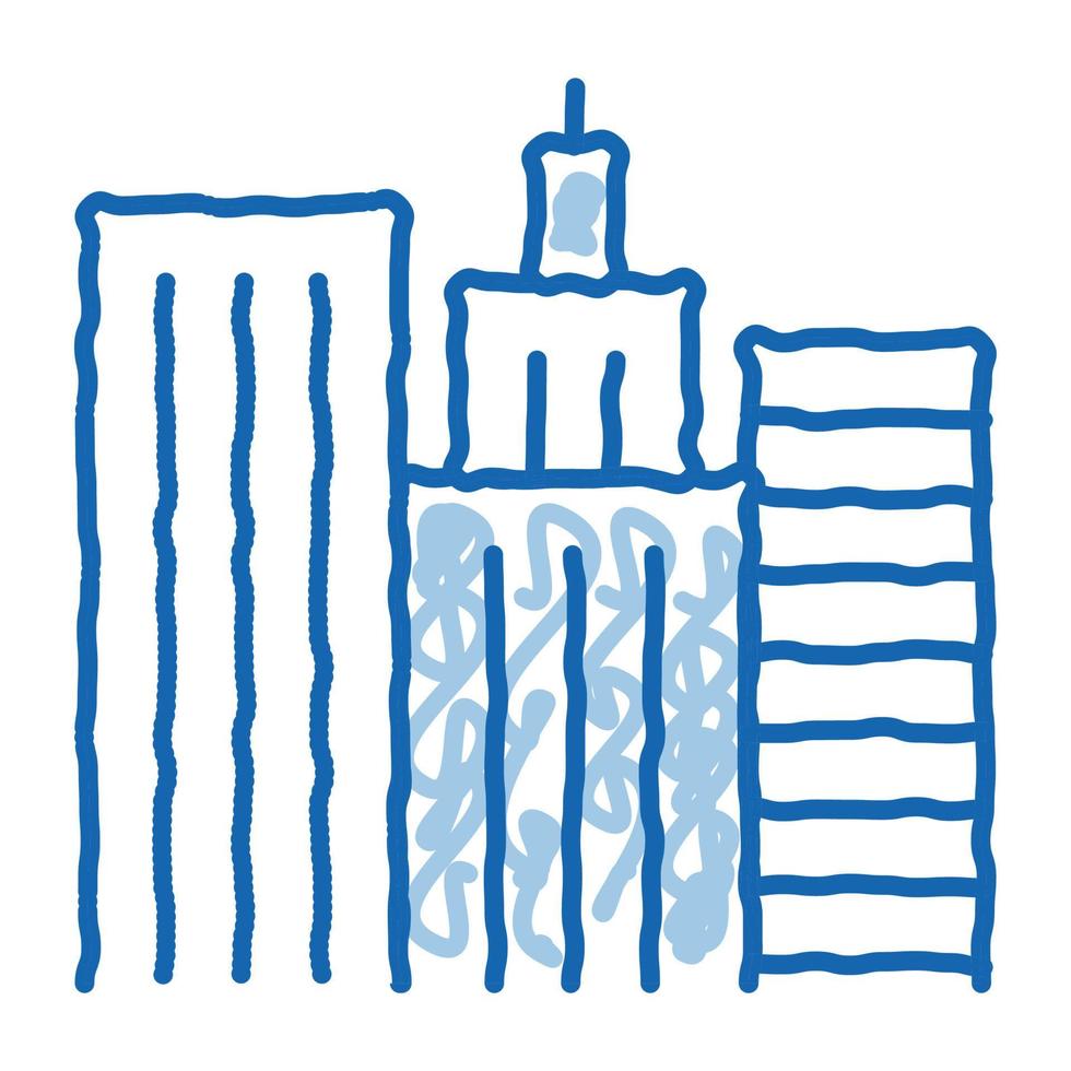 immeubles de grande hauteur vue doodle icône illustration dessinée à la main vecteur