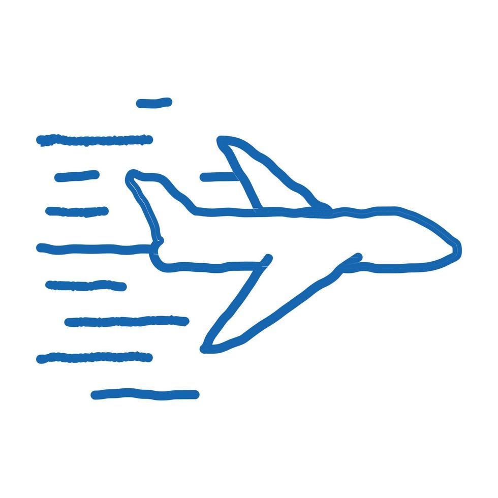 avion volant doodle icône illustration dessinée à la main vecteur