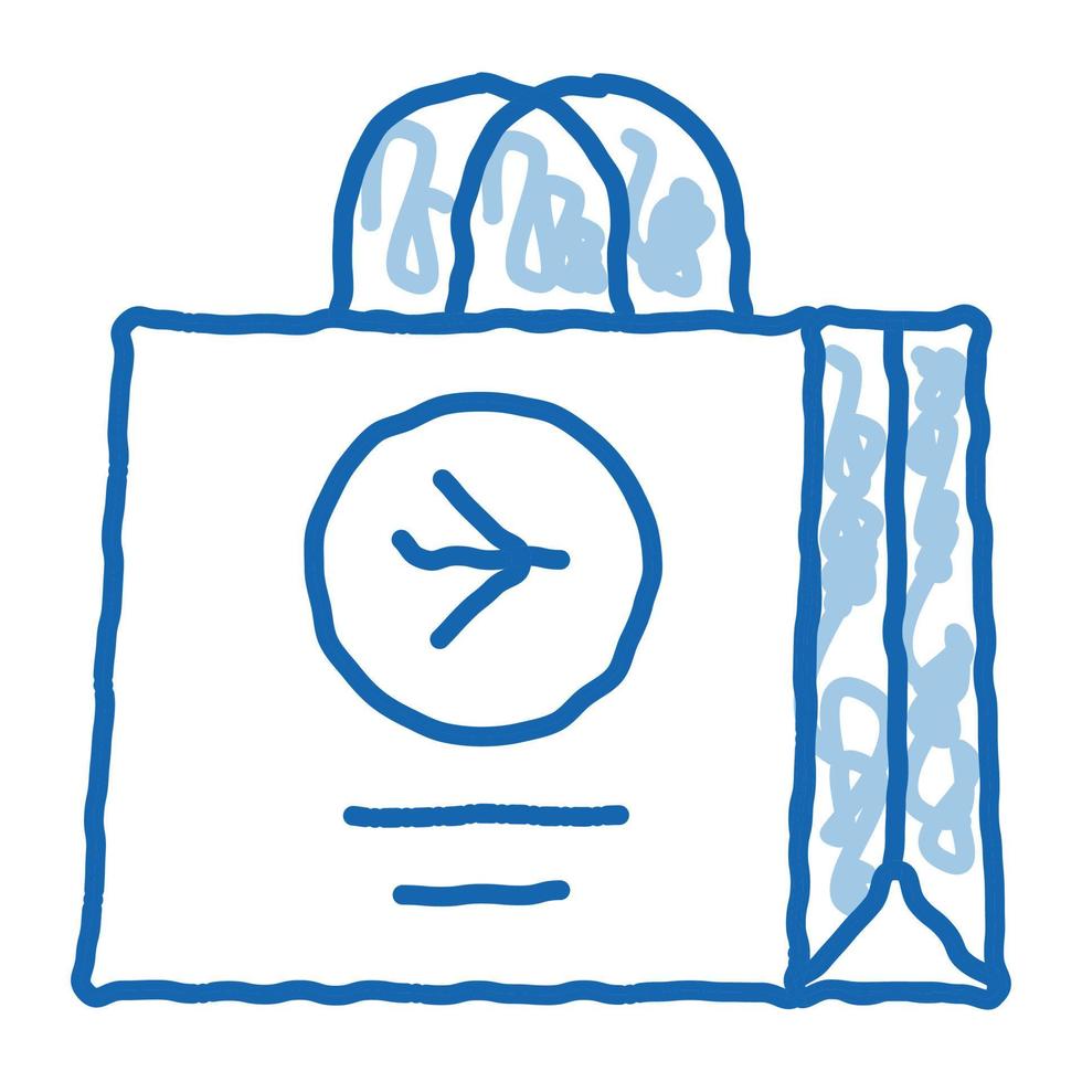 sac hors taxes aéroport boutique doodle icône illustration dessinée à la main vecteur