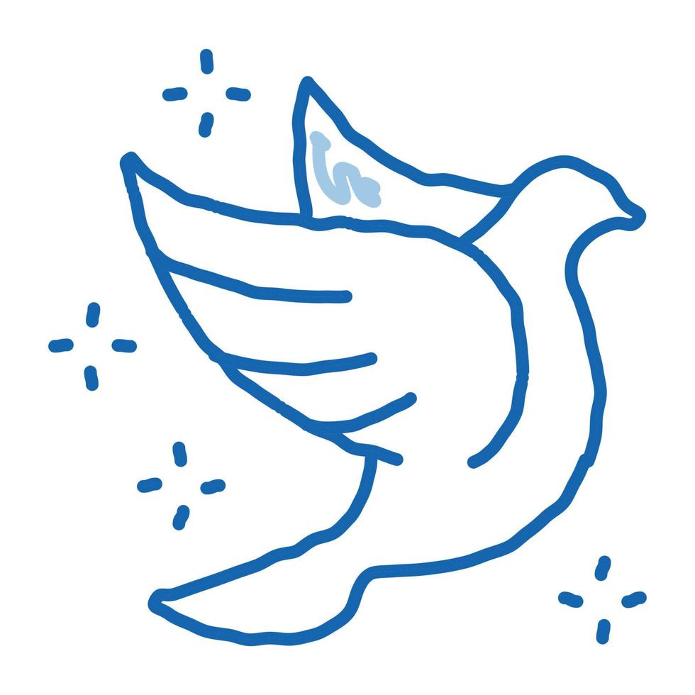 pigeon volant oiseau pétillant doodle icône illustration dessinée à la main vecteur