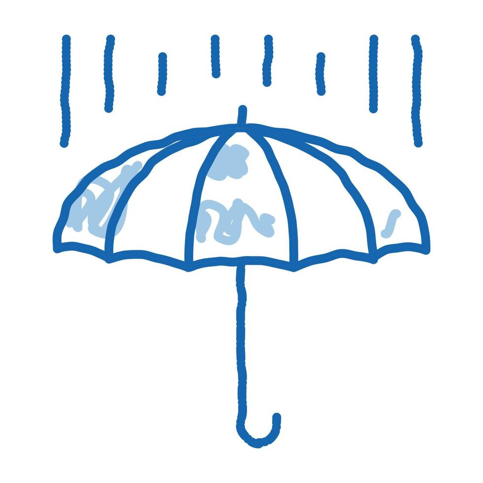 pluie parapluie doodle icône illustration dessinée à la main vecteur