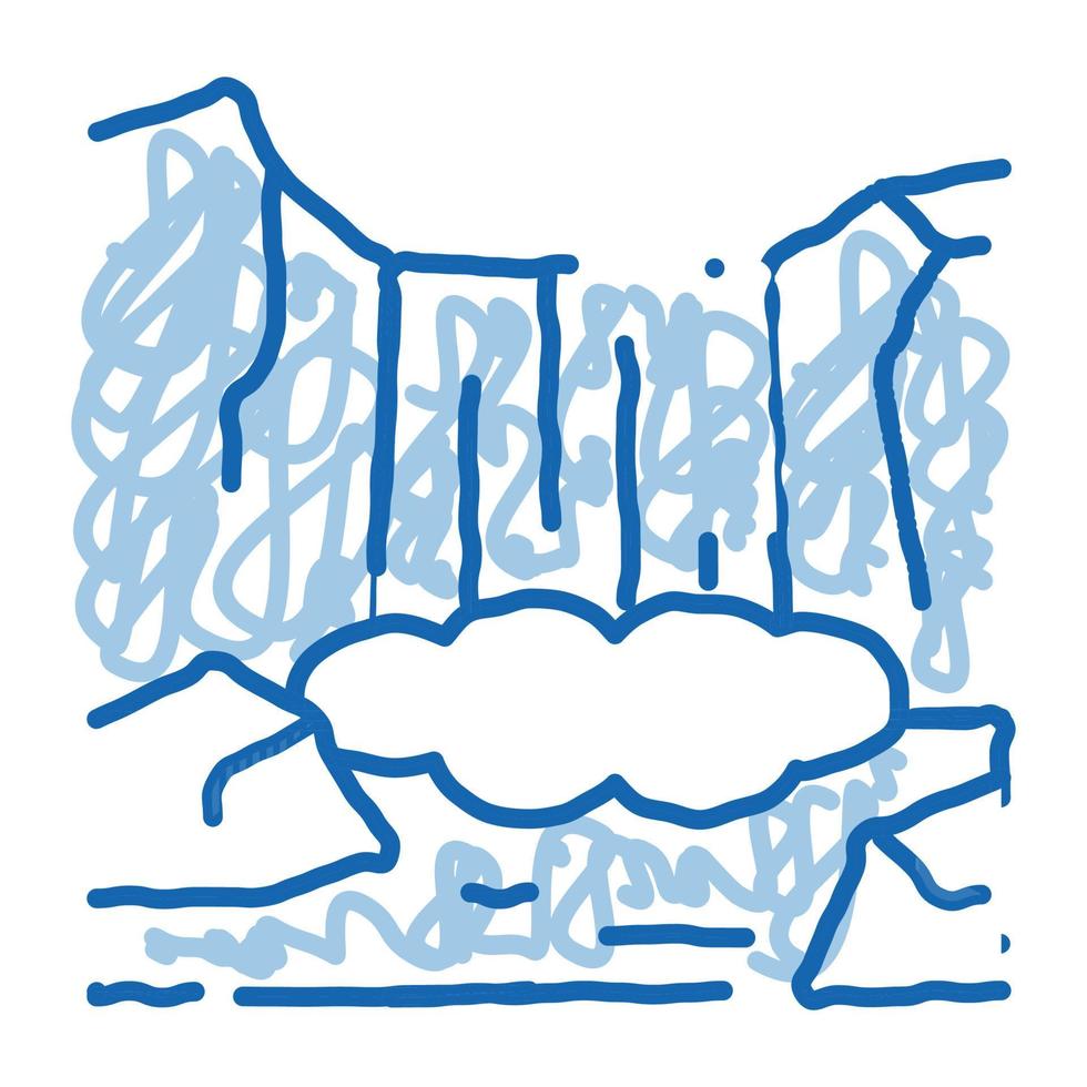 forêt entourée de montagnes doodle icône illustration dessinée à la main vecteur