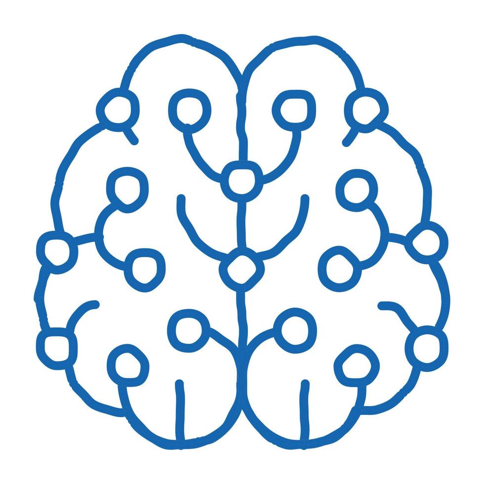 intelligence artificielle cerveau doodle icône illustration dessinée à la main vecteur