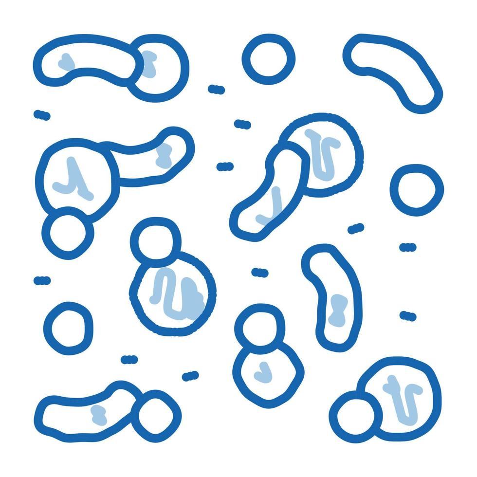 microscope chimique micro-organismes doodle icône illustration dessinée à la main vecteur
