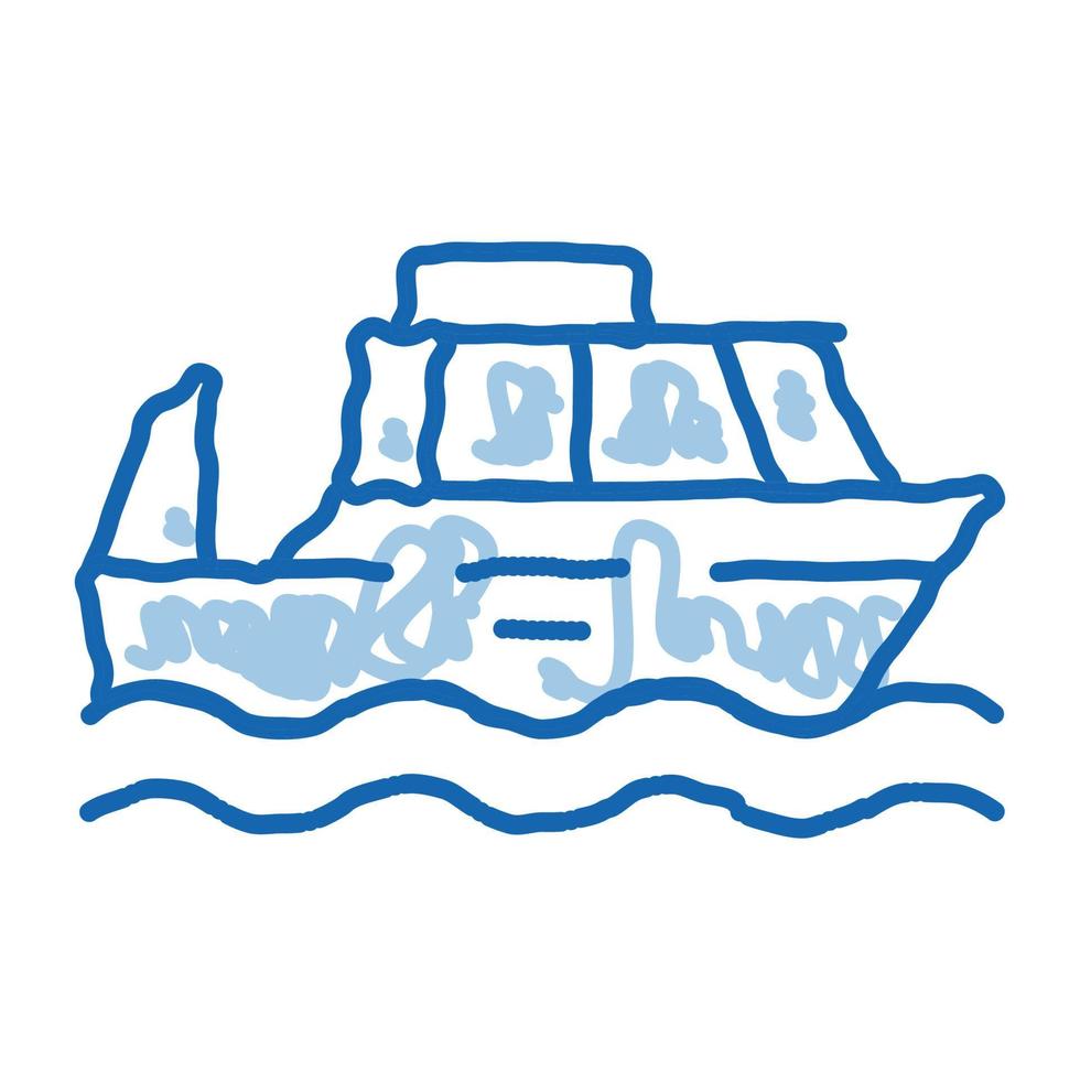 transport en commun bateau taxi doodle icône illustration dessinée à la main vecteur