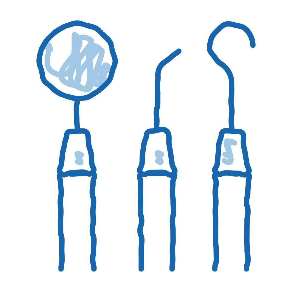 dentiste stomatologie équipement outil doodle icône illustration dessinée à la main vecteur