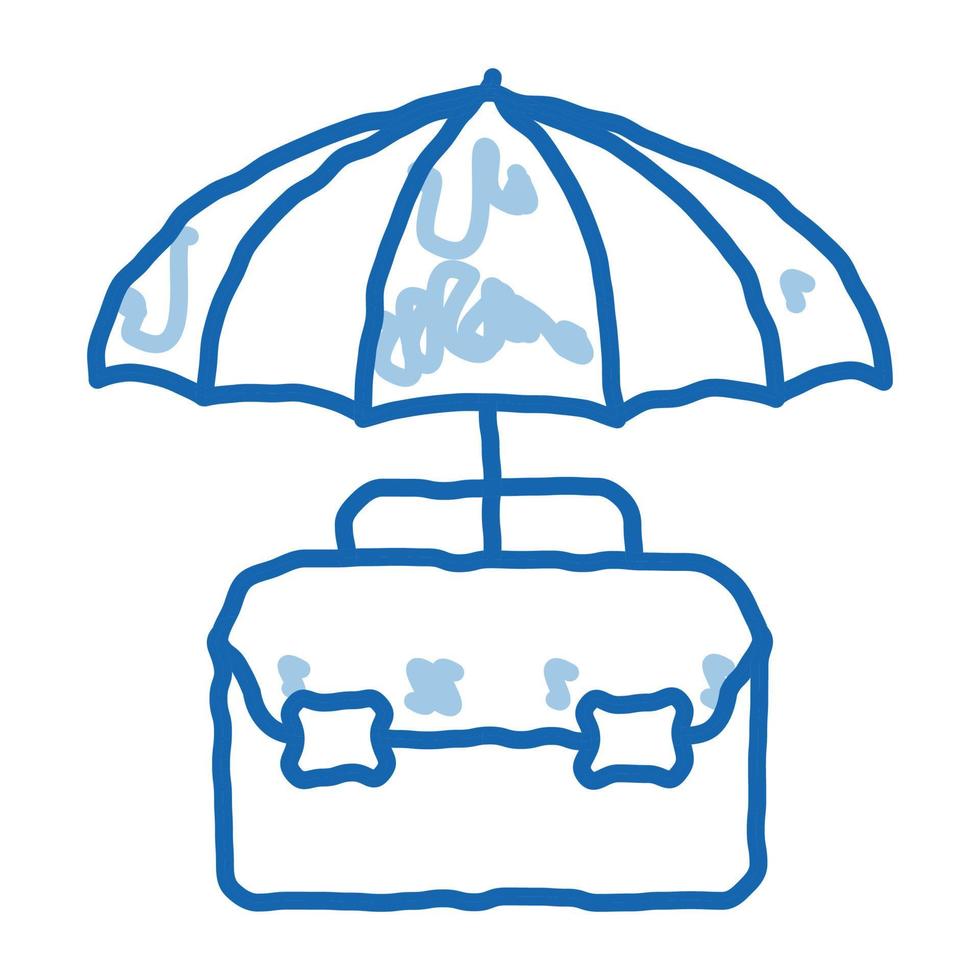 analyse de rentabilisation protéger avec parapluie doodle icône illustration dessinée à la main vecteur