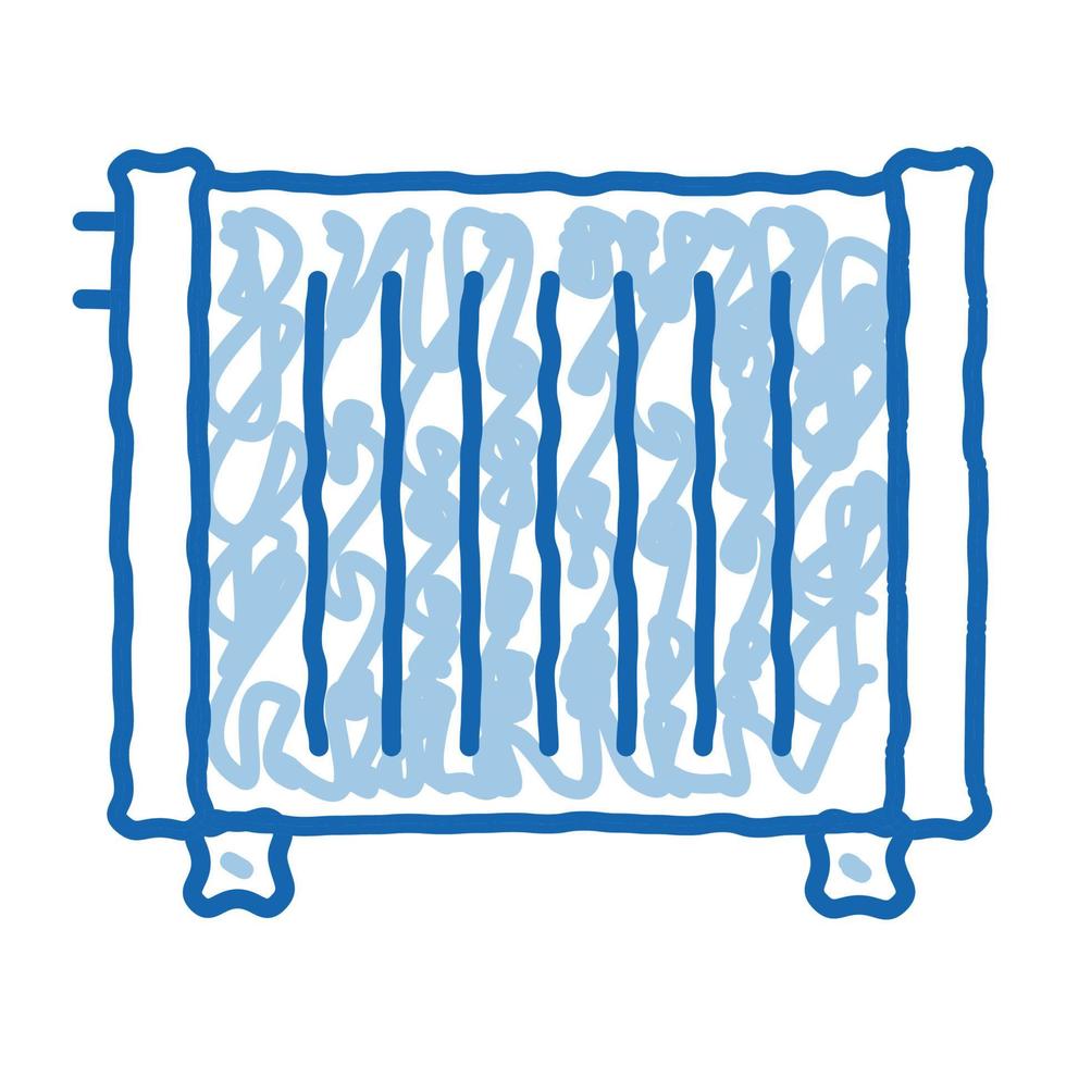 radiateur à eau domestique équipement de chauffage doodle icône illustration dessinée à la main vecteur