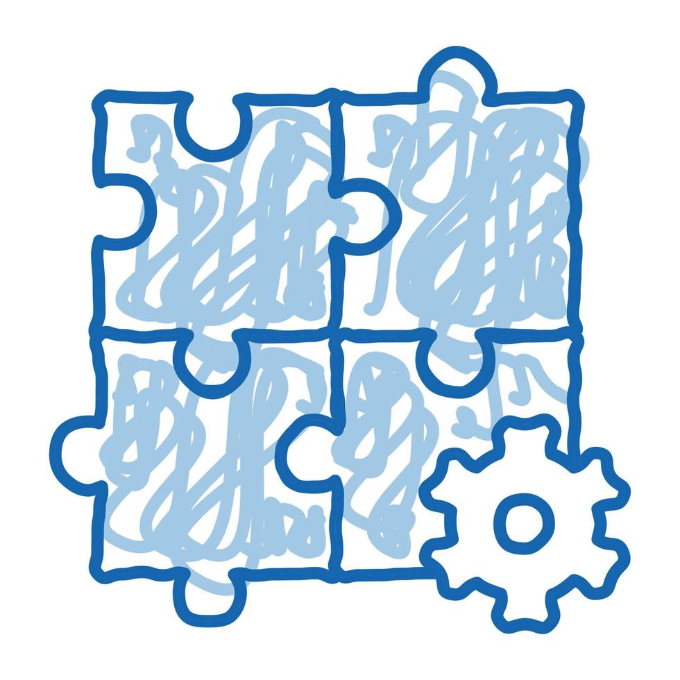 jeu de puzzle et engrenage élément agile doodle icône illustration dessinée à la main vecteur