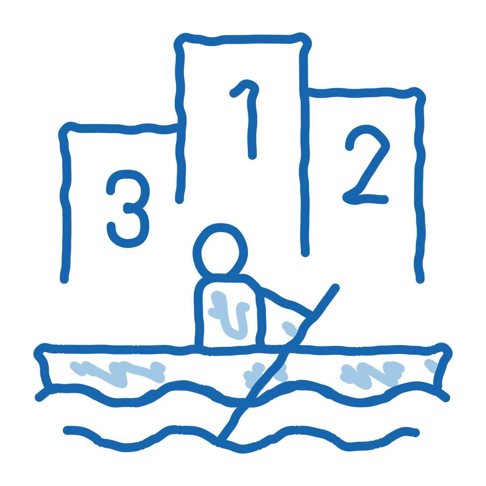 bateau aviron compétition canoë doodle icône illustration dessinée à la main vecteur