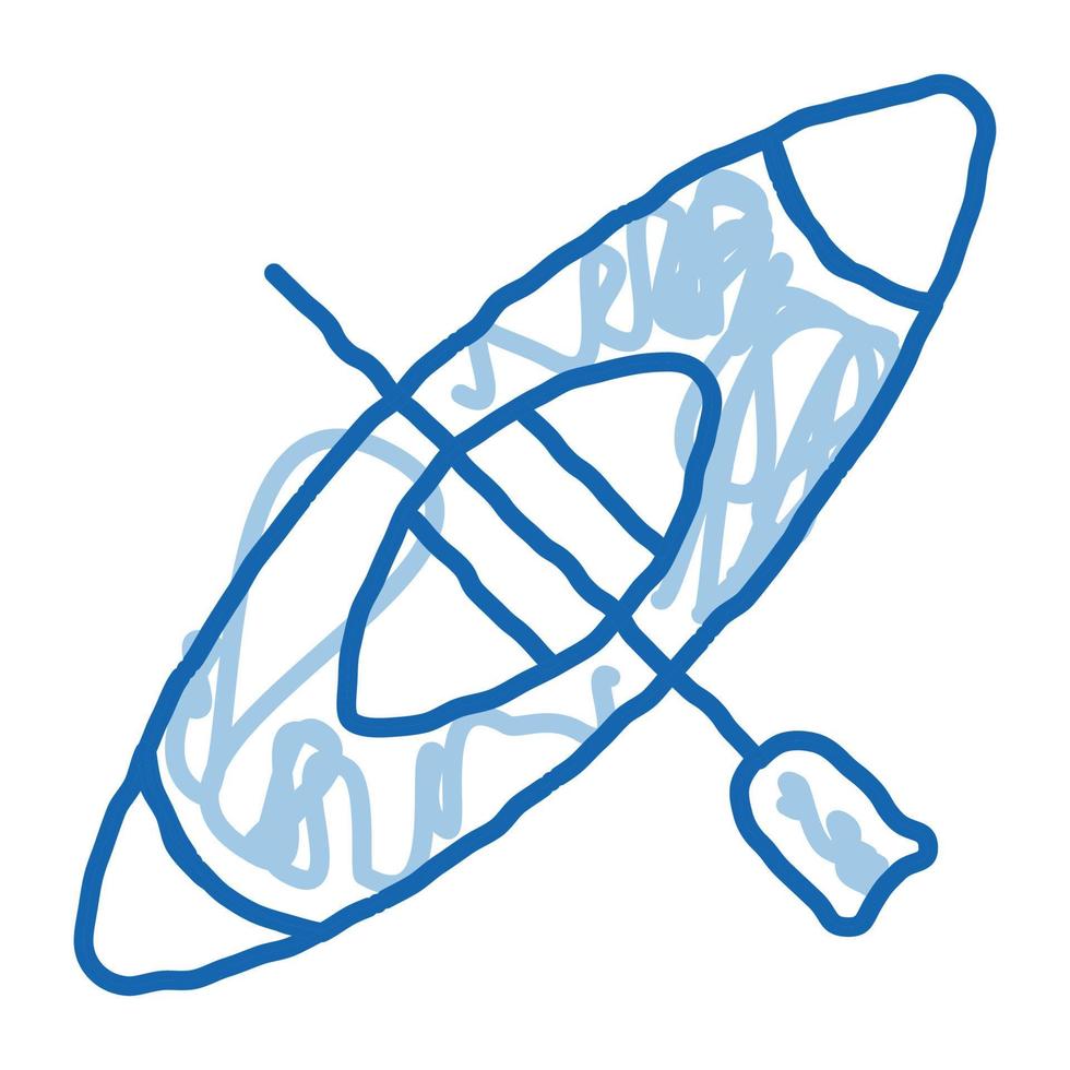 kayak canoë doodle icône illustration dessinée à la main vecteur