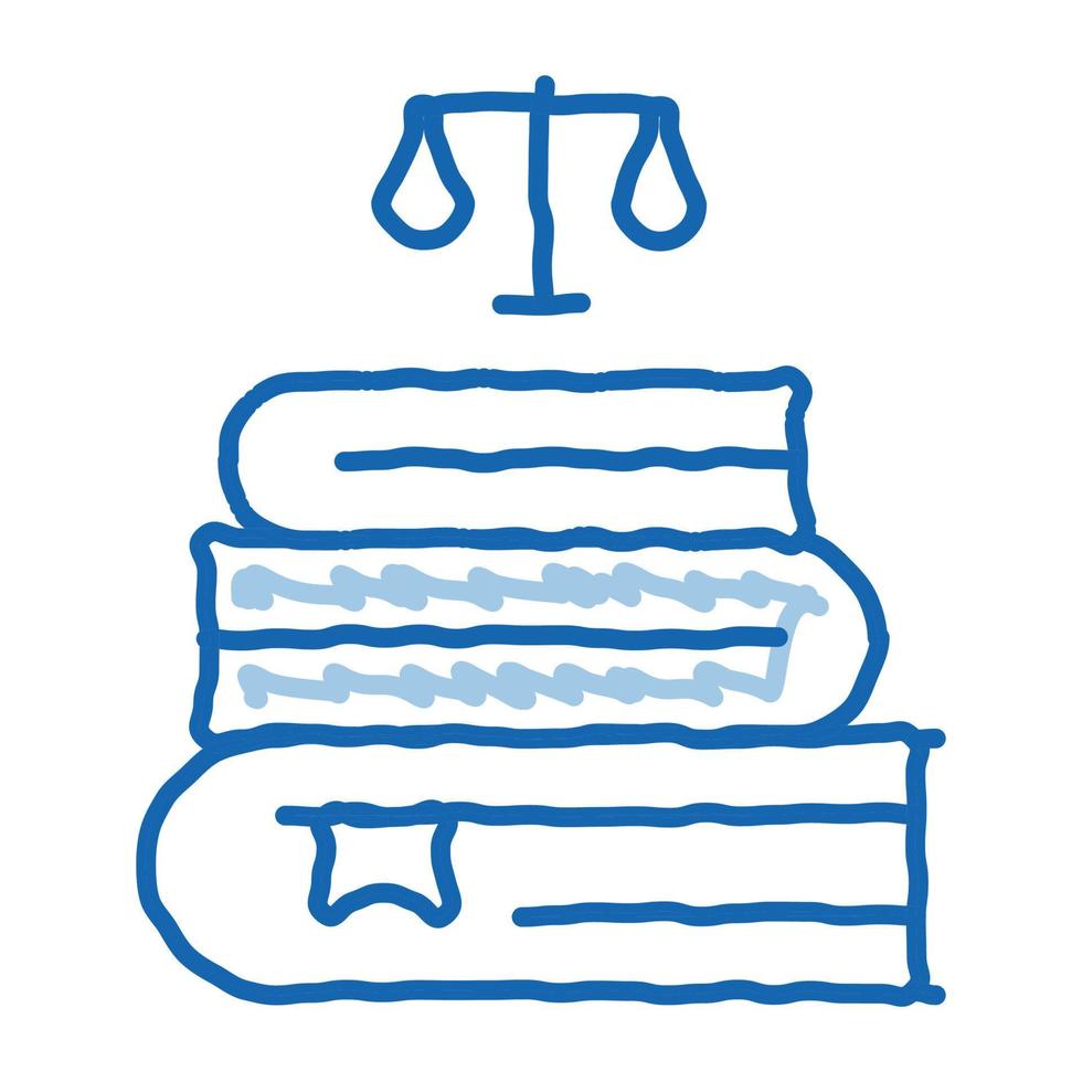 livres de justice loi et jugement doodle icône illustration dessinée à la main vecteur
