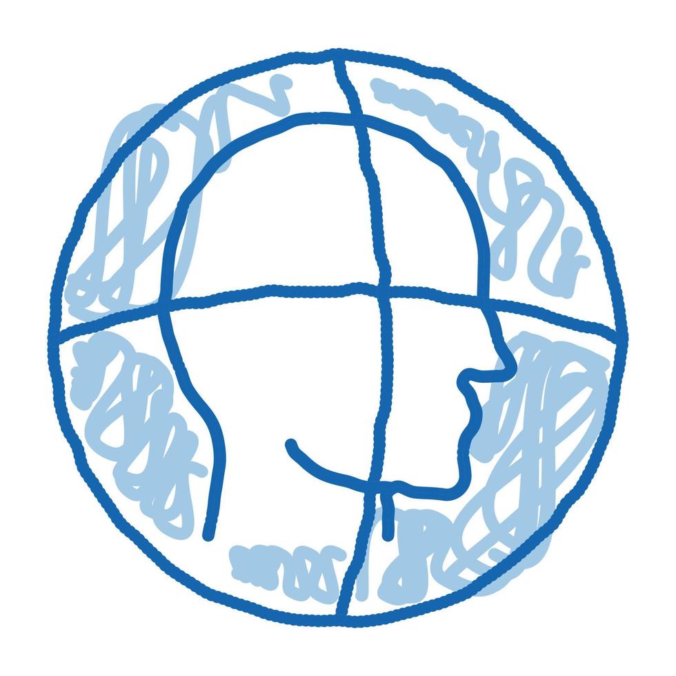 tête de balayage authentification doodle icône illustration dessinée à la main vecteur