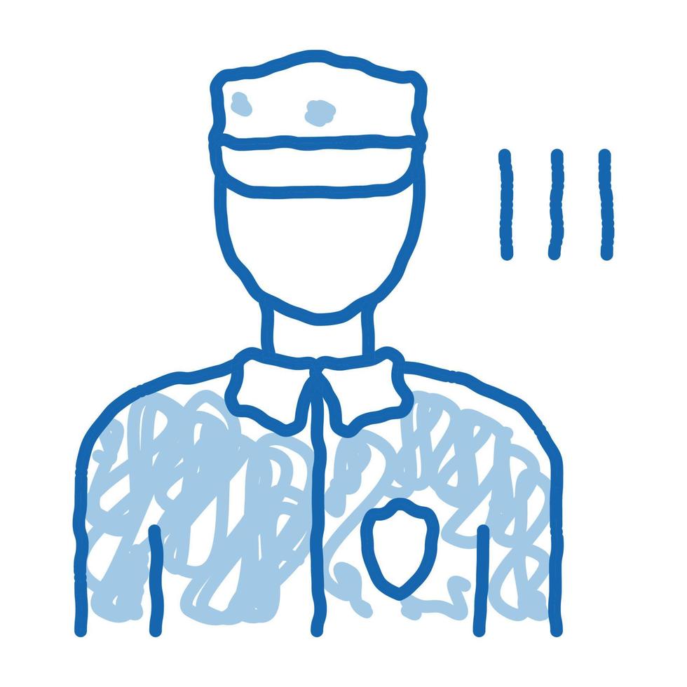 policier contrôle sécurité doodle icône illustration dessinée à la main vecteur