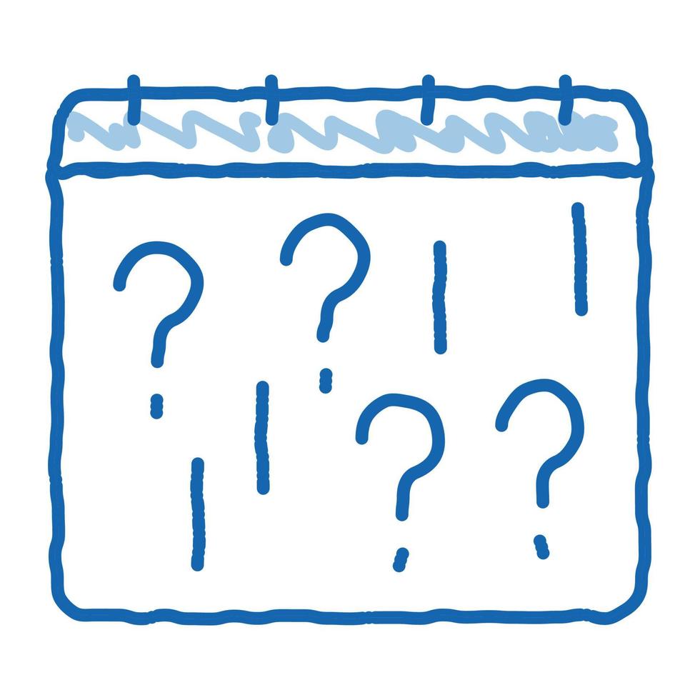 calendrier avec question doodle icône illustration dessinée à la main vecteur
