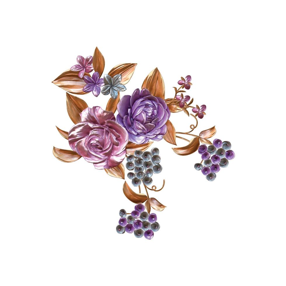 illustration de fleurs, fond floral botanique, motif de fleurs décoratives, fleur peinte numériquement, motif de fleurs pour la conception textile, bouquets de fleurs vecteur