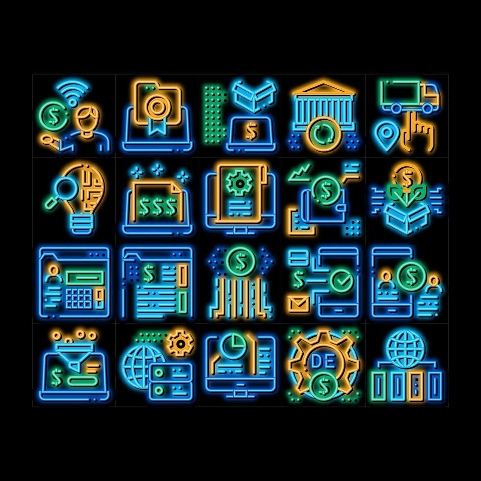 illustration de l'icône de lueur au néon de l'économie numérique vecteur