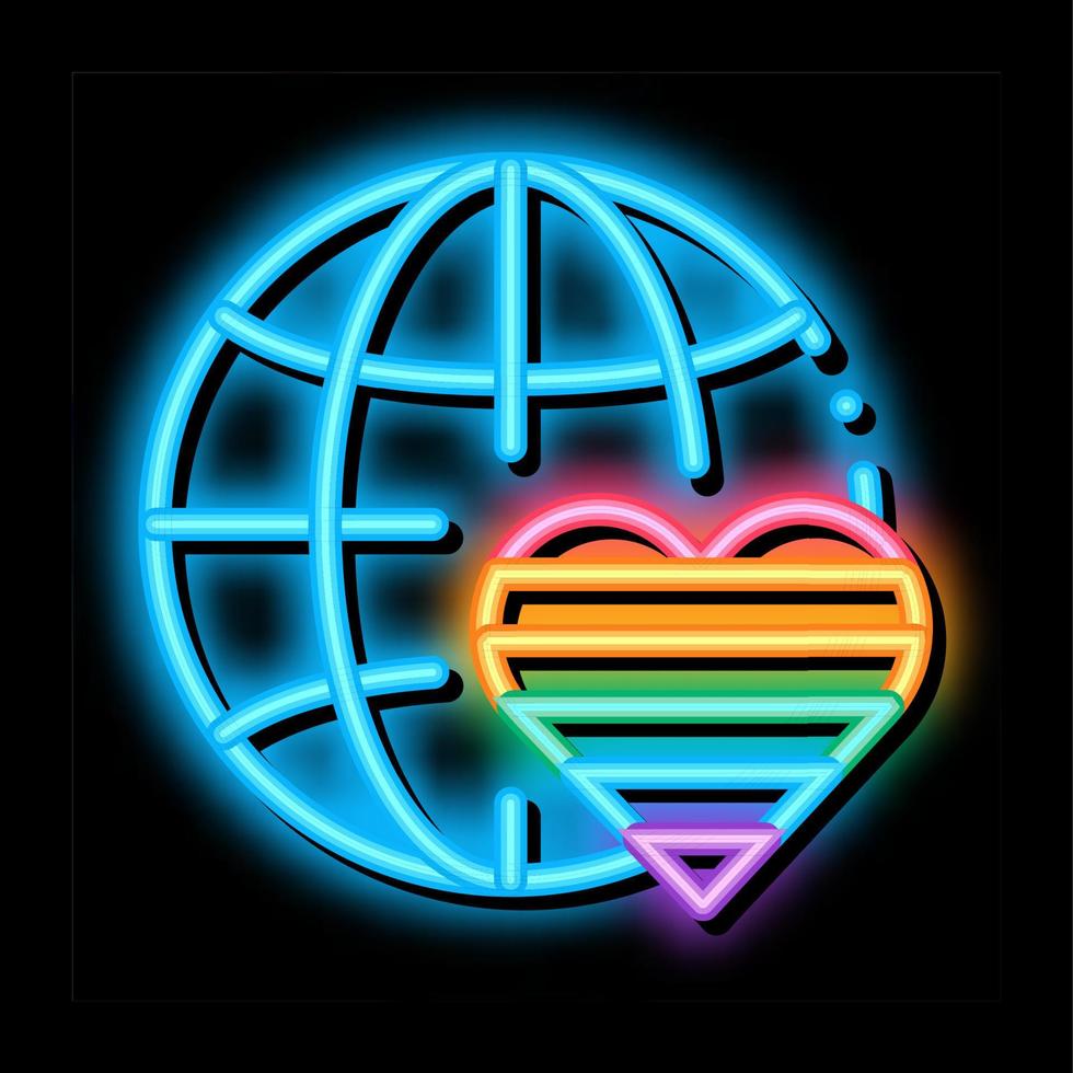 illustration d'icône lueur néon amour gratuit monde lgbt vecteur