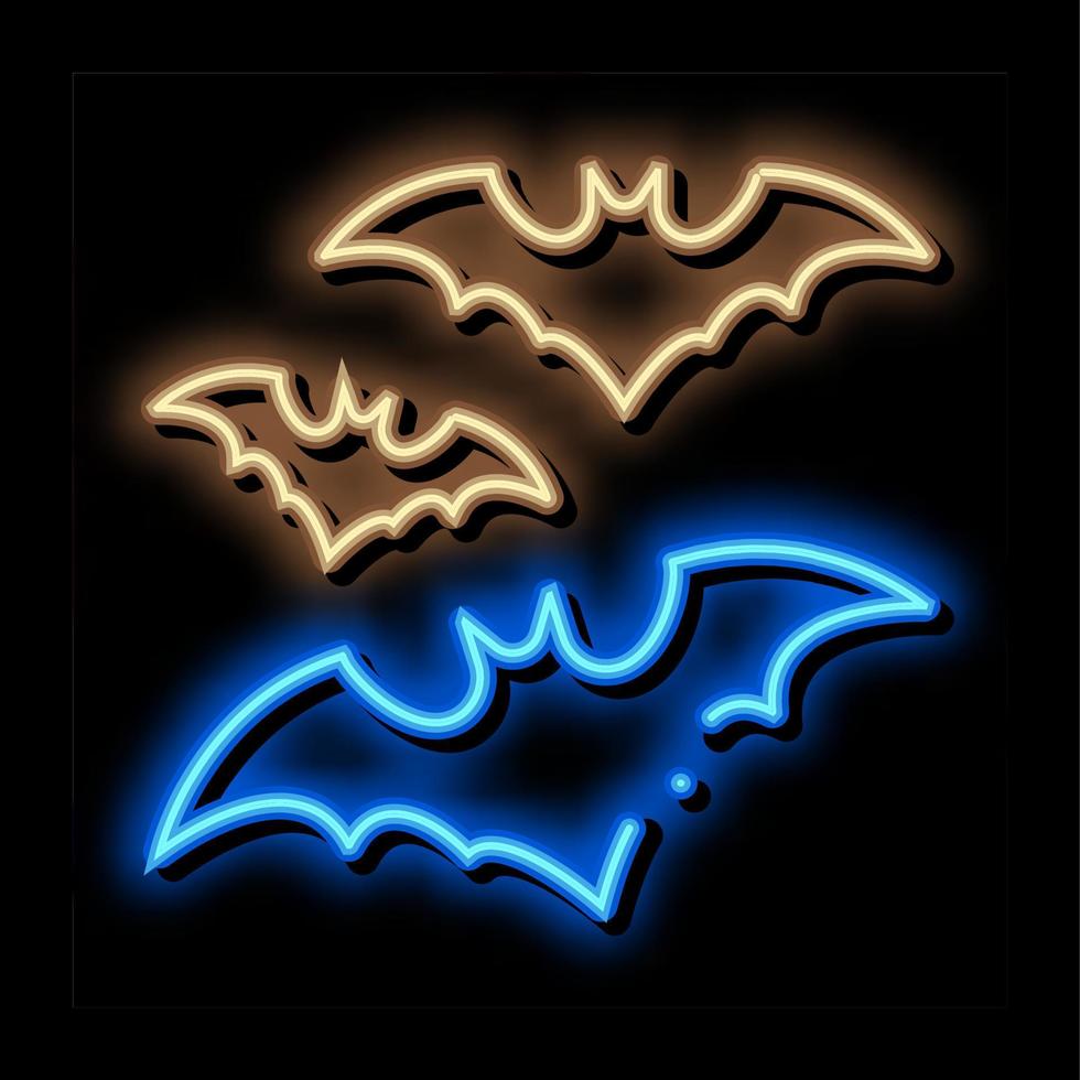 halloween chauve-souris néon lueur icône illustration vecteur