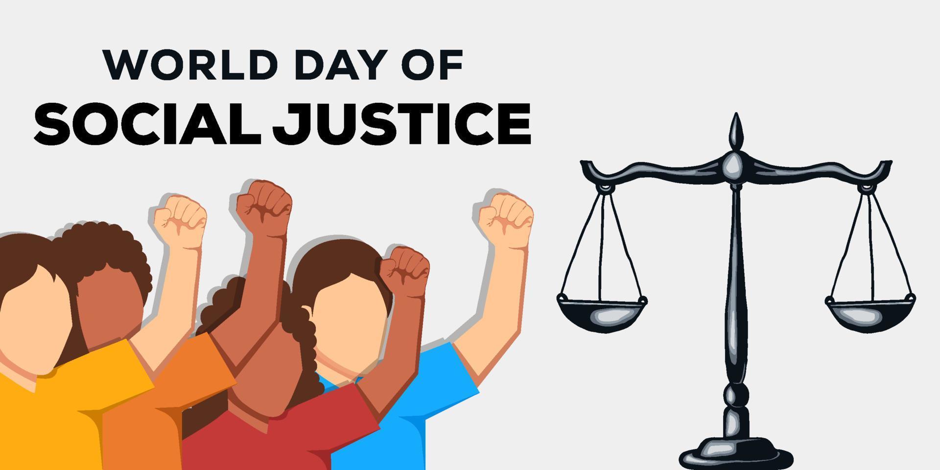 illustration de la bannière horizontale de la journée mondiale de la justice sociale vecteur