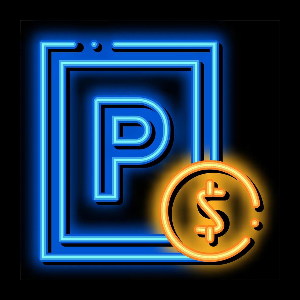 illustration de l'icône de lueur au néon des frais de stationnement vecteur