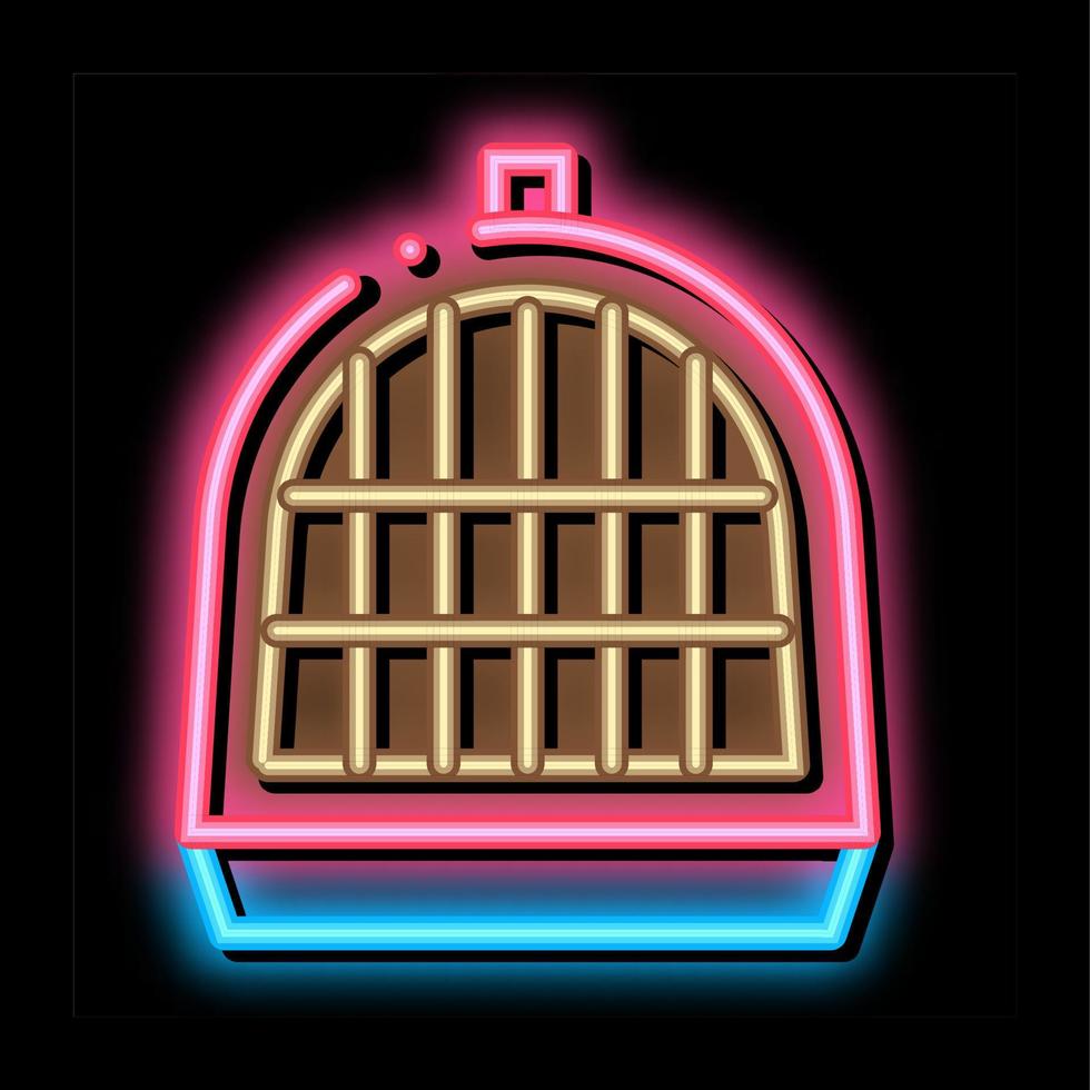 illustration d'icône de lueur au néon de cage pour animaux de compagnie vecteur