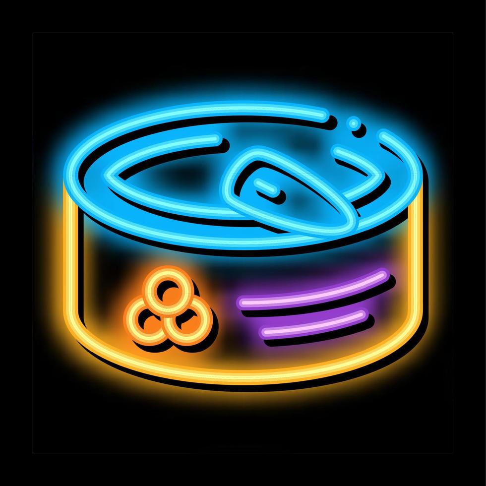 caviar en étain néon lueur icône illustration vecteur