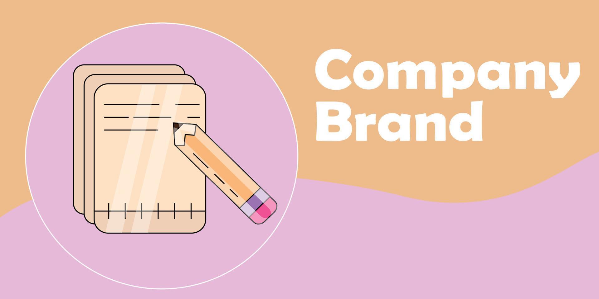 conception vectorielle d'un document et d'une icône de stylo, avec un arrière-plan rose et marron ajouté vecteur