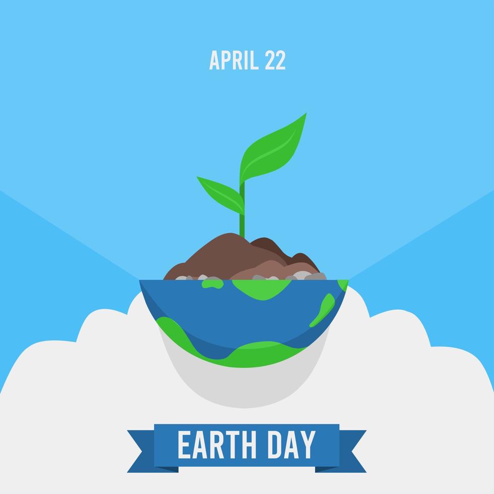 affiche de modèle de jour de la terre sur fond bleu adaptée à la publication sur les réseaux sociaux, à la carte de voeux, etc. vecteur