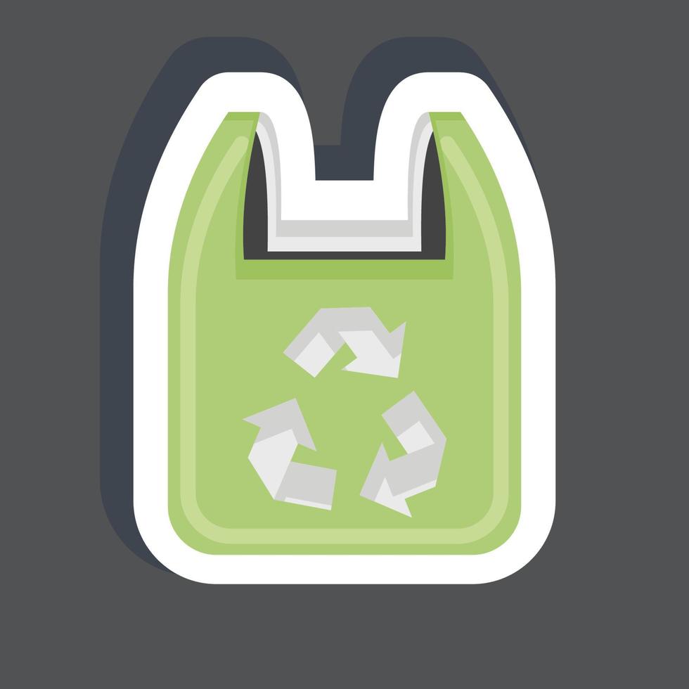sac en plastique recyclé autocollant. lié au symbole de l'environnement. simple illustration. conservation. Terre. faire le ménage vecteur