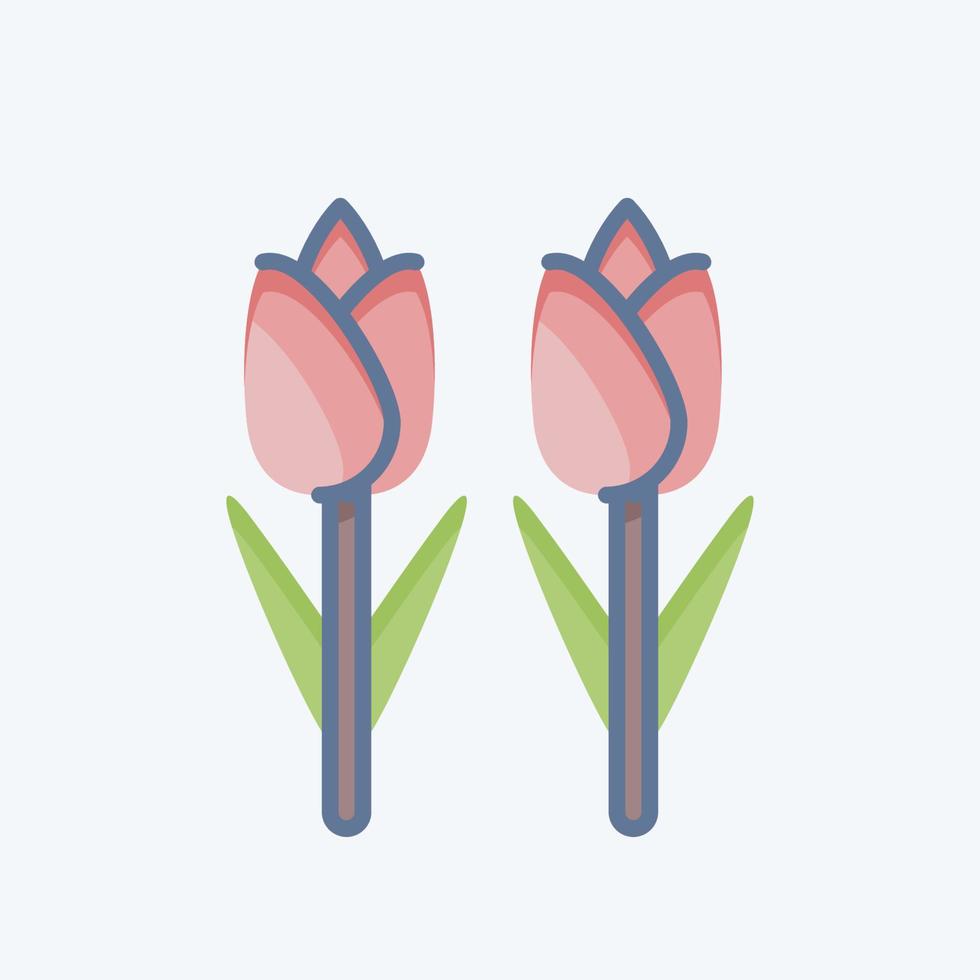 icône tulipes. lié au symbole de l'environnement. style de griffonnage. simple illustration. conservation. Terre. faire le ménage vecteur
