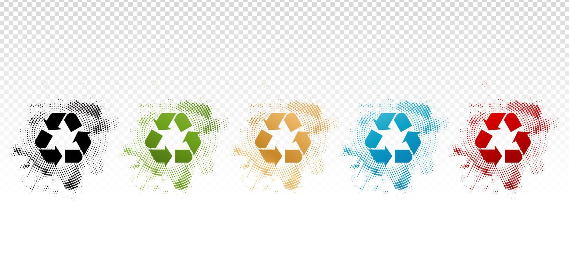 illustration de l'icône de recyclage des arrière-plans de points étalés étiquette produits société ou entreprise, conceptions d'interface utilisateur, collages, ponts, collages et mises en page, actifs de site Web, campagnes de marque ou d'identité vecteur