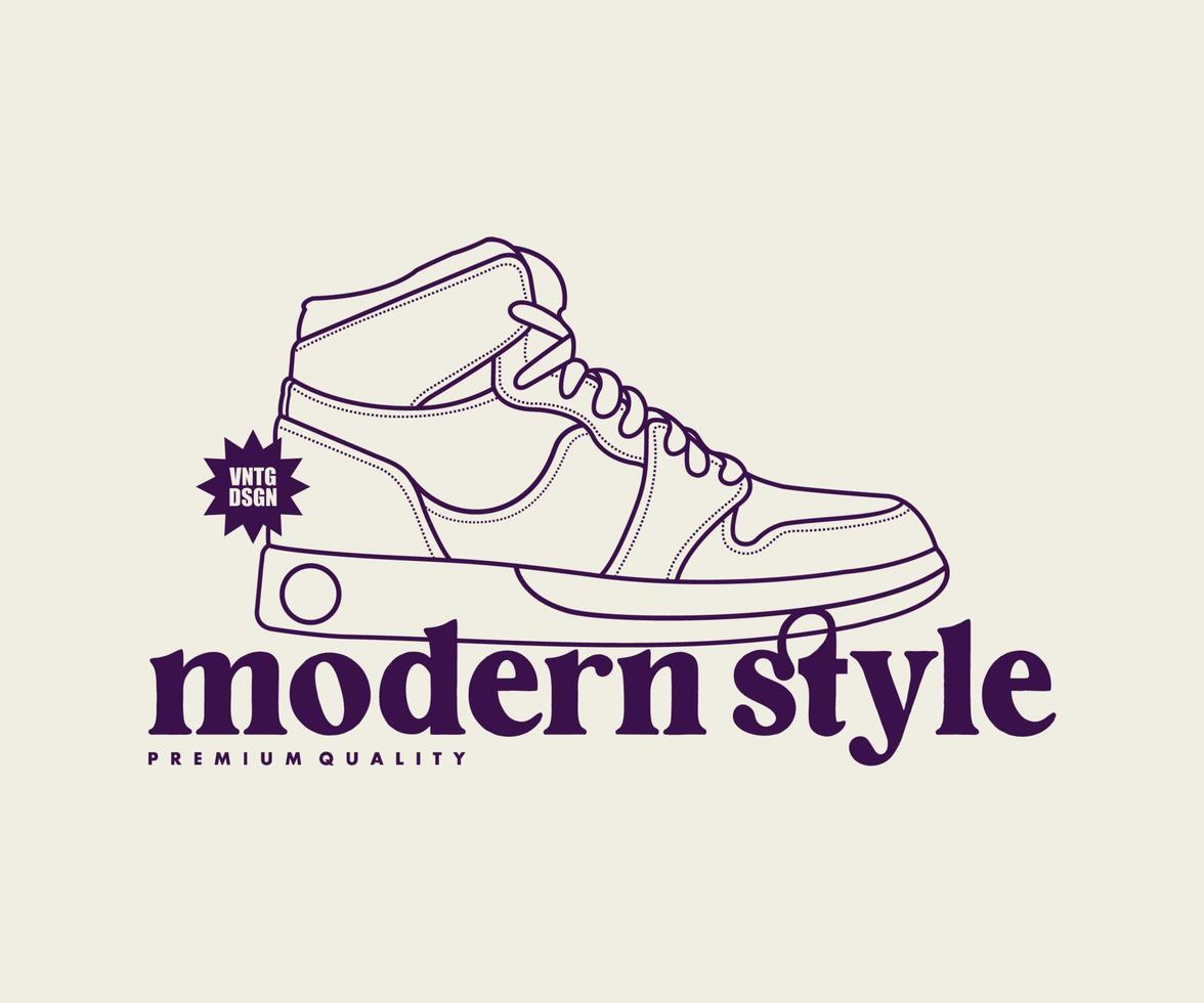 illustration vintage de conception de t-shirt de chaussures, graphique vectoriel, affiche typographique ou t-shirts street wear et style urbain vecteur