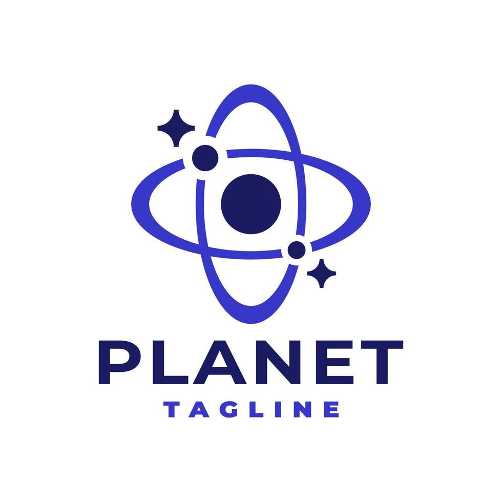 illustration d'un cercle avec une forme orbitale. modèle de vecteur de logo planète. logo sur le thème de l'espace.