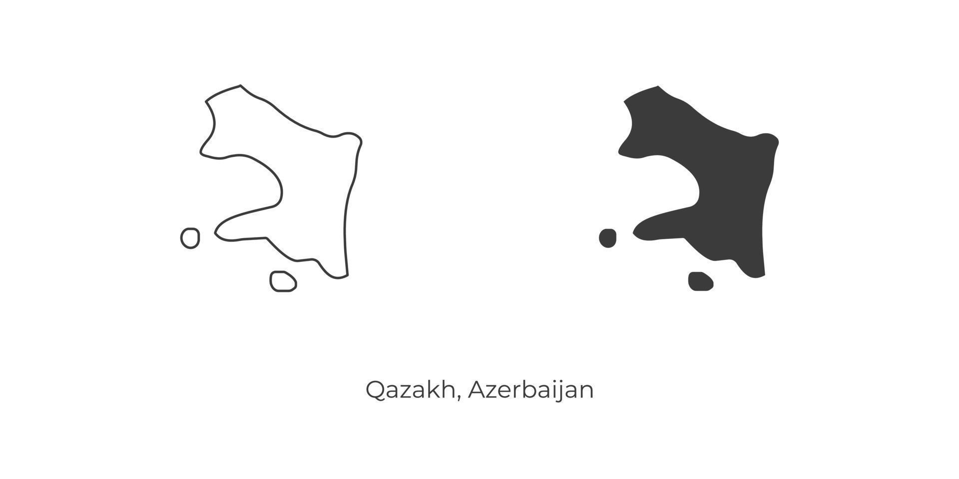 illustration vectorielle simple de la carte de qazakh, azerbaïdjan. vecteur